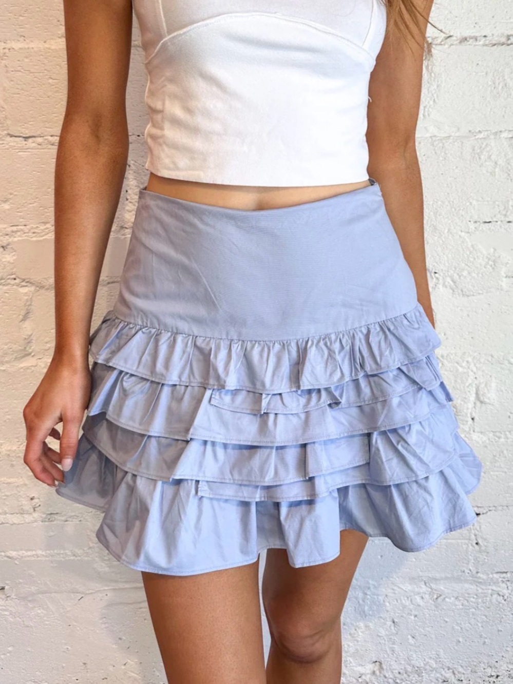 Ruffled Mini Skirt in Light Lavender